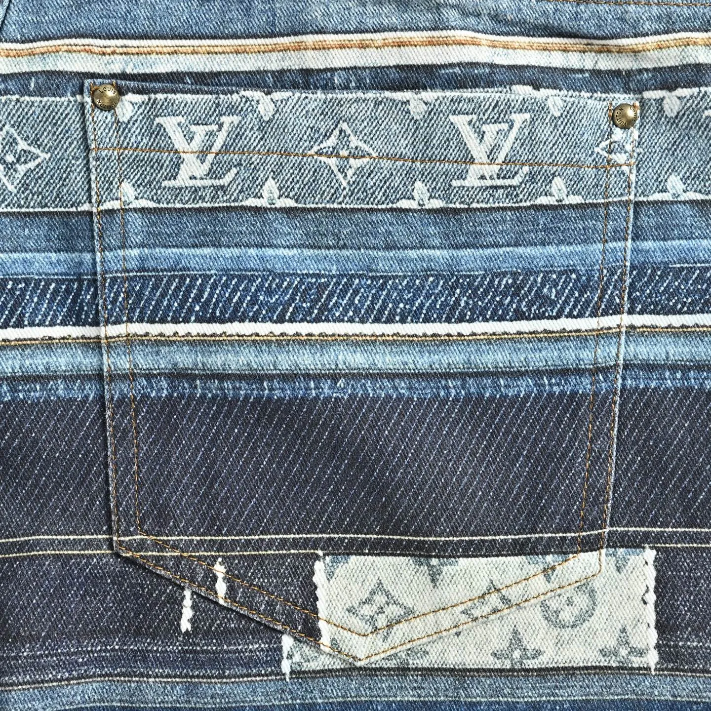 Louis Vuitton/Louis Vuitton presbyopic patchwork striped denim shorts